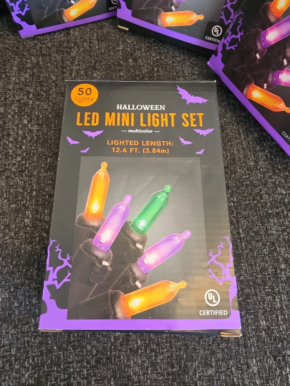 NIB 4 Boxes Of Halloween LED Mini Light Sets Purple Orange Green 200 Lights
